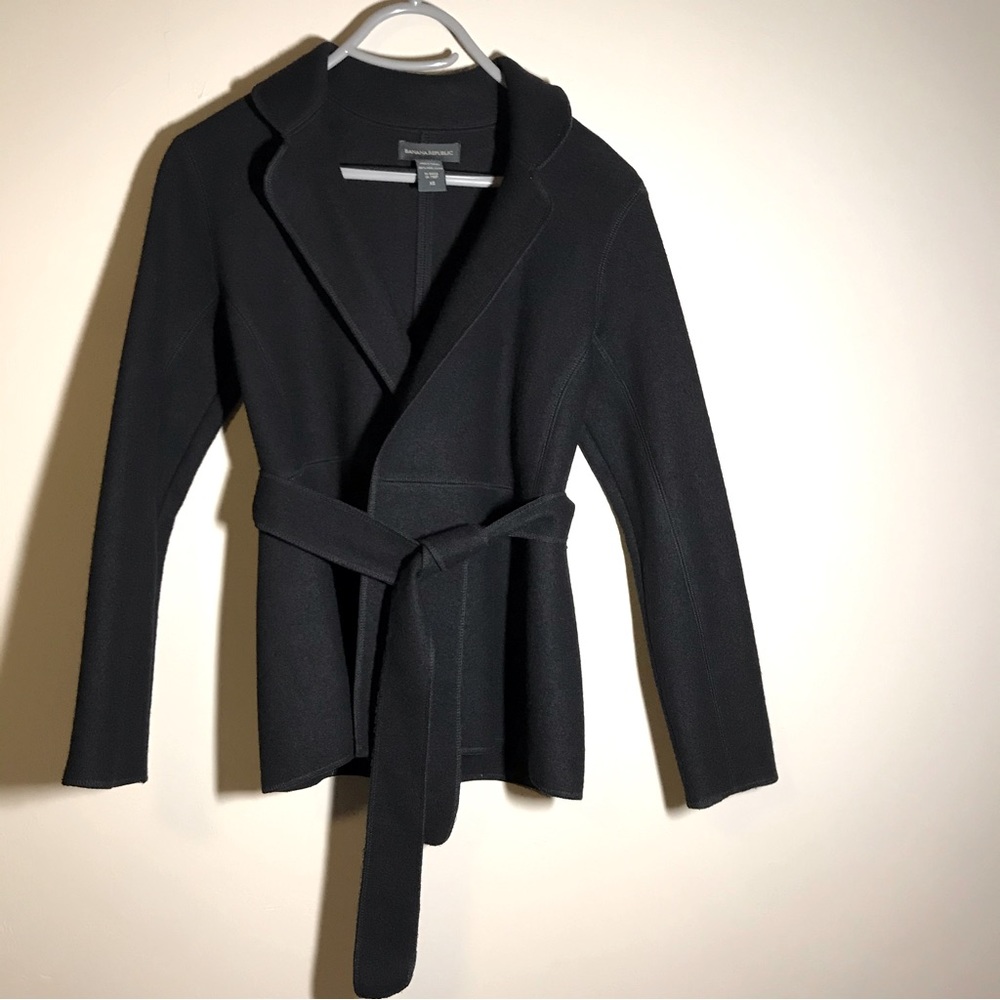 Banana Republic Wrap Coat Blazer Cardigan Dark Navy NEW Size XSmall 100% wool